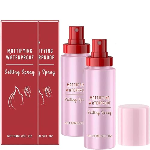 Spray de ajuste de vidrio de fundición en polvo, duración de larga duración, desgaste de maquillaje de hasta 12 horas, set y brillo instantáneo, acabado ultra suave-spray de ajuste de tamaño (2PCS)