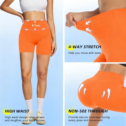 Image of FULLSOFT High Waisted Biker Shorts for Women-5 inch Tummy Control Fitness Athletic Workout Running Yoga Gym Shorts