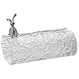 BAZEITFLOW Dispensador de Pañuelos Decorativo de Escritorio Diseño de Conejo, Caja Recargable Transparente Ovalada Textura Hielo y Ondas, Organizador Compacto para Hogar y Oficina