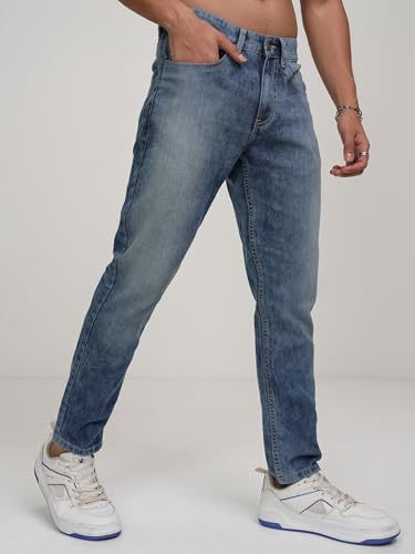 Image of Highlander Mens Tapered Fit Denim Jeans for Man|Regular Length|Mid-Rise|Stretchable Fabric for Comfort fit| Jeans for Man | Men Jeans