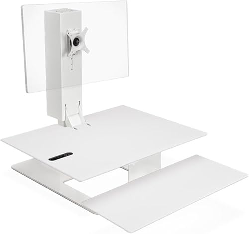 Miniatura 1 de UPLIFT Desk E7 - Convertidor eléctrico de escritorio de pie con escritorio blanco y base blanca (monitor individual)