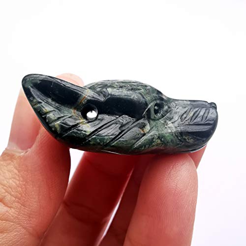 Manekieko Natural Kambaba Jasper 40mm Wolf Head Pocket Crystals and Healing Stone Figurine,Haped DIY-Jewelry Pendant - Image 2