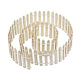 Prsildan 40 Inches Miniature Fairy Garden Fence, DIY Wood Picket Fence Mini Ornament for Home Garden