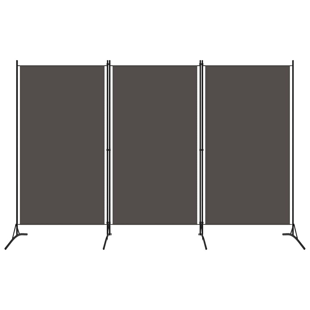 vidaXL 3-Panel Room Divider, 260x180 cm, Polyester Fabric & Iron Frame, Anthracite, Foldable Privacy Screen, Movable Partition Wall, Bedroom & Office Separator, Home Décor