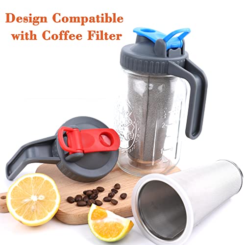 Mason Jar Lids With Pour Spout Wide Mouth Mason Jar Pitcher Lid With Handle/Flip Cap Airtight & Leak-Proof Pour Lids Turns Your Mason Jar Into Pitcher (Jar Not Included) #TOP5