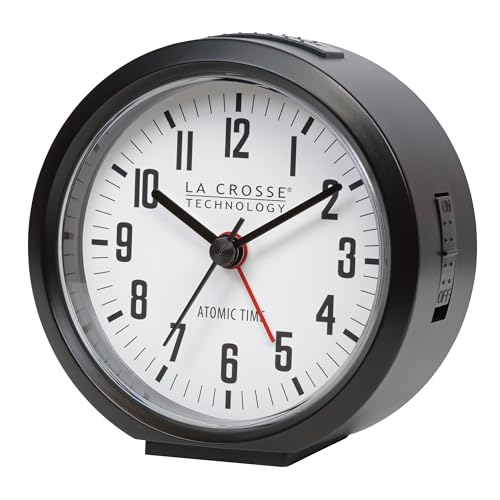 La Crosse Technology 617-710B-INT 4-Inch Round Black Atomic Analog Alarm Clock - Image 2