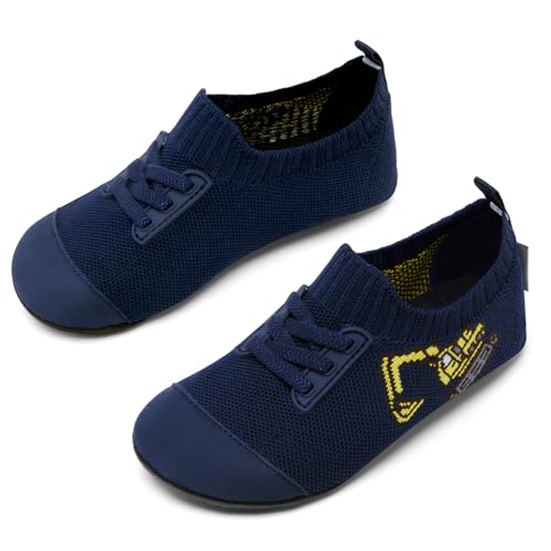 IceUnicorn Hausschuhe Kinder Atmungsaktive Pantoffeln Leicht Rutschfest Turnschläppchen Hüttenschuhe Jungen Mädchen Slippers für Kindergarten(Marinebagger 26/27EU)
