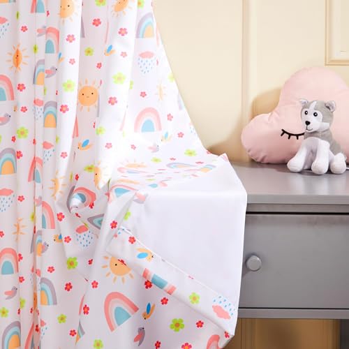 Image of Amazon Basics - Kids Room Darkening Digital Printed Door Curtains, 80-85% Room Darkening | 7 Feet |Set of 2| Digital Print | Kids Curtain |for Living Room and Bedroom | 115cmx 210cm, Design-Rainbow
