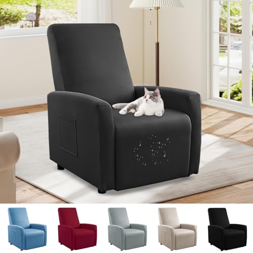 Bocguy Impermeables Fundas para Sillones Relax, Funda para Butaca Reclinable de 1 Plaza, Cubierta Elástica y Ajustable, Protector Impermeable para Sofá Individual (Gris Meteorito)