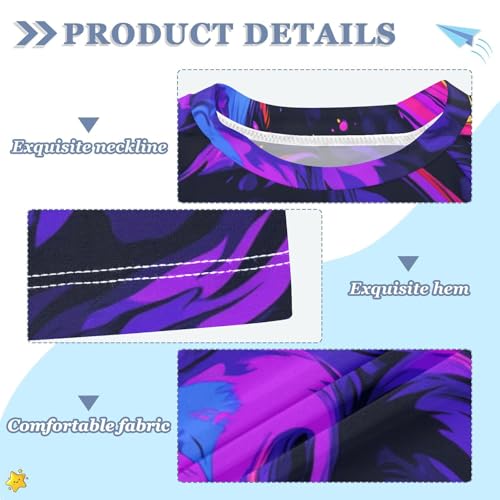 Boys Short Sleeve T-Shirts Wolf Galaxy Purple Rashguard Kids Swim Shirts Sun UPF 50+3