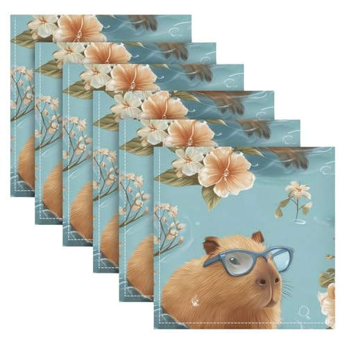 Servilletas de Tela con Diseño Floral 20x20 Pulgadas 6 Pzs miniatura 1