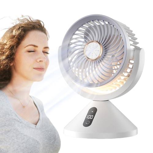Ventilateur pour circulation de l'air de table portable rechargeable écran numérique