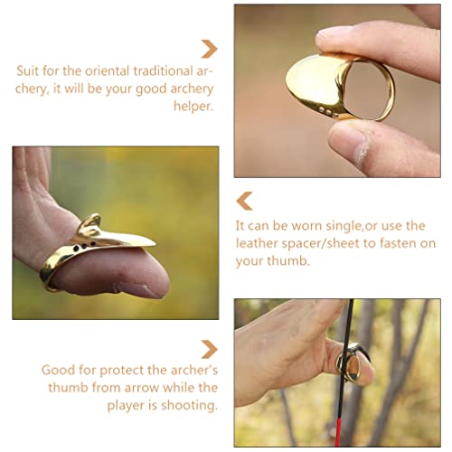 Sosoport Conjunto de anel de polegar para de latão, protetor de dedo recurvo tradicional protetor de
