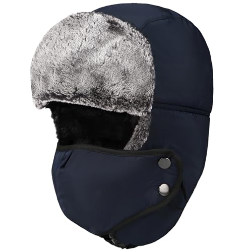 Russian Trapper Hat With Faux And Face Shield, Windproof Winter Cap For Men And Women, Ideal For Outdoor Adventures