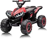 Quad Électrique Enfant 12V –Voiture Électrique pour Enfant, Véhicule Tout Terrain avec Musique, Klaxon Et Phares LED,2 Vitesses, Port USB, Musique, pour Enfants 3 8 Ans, Rouge