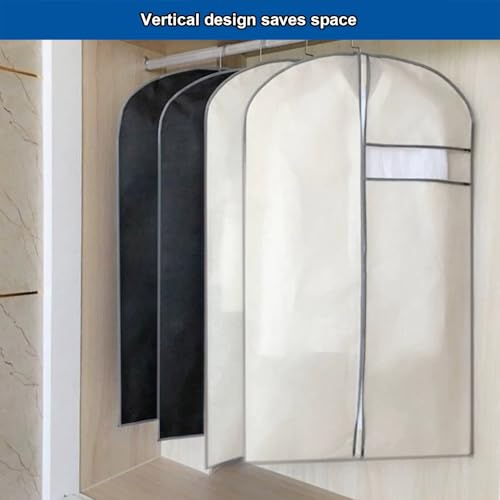 5 Pieces Garment Bags for Storage, Suit Covers for Hanging Clothes Shoulder Garment Dust for men Women Suit Coats Jackets Dress(Black,60x90cm/24x35in)3