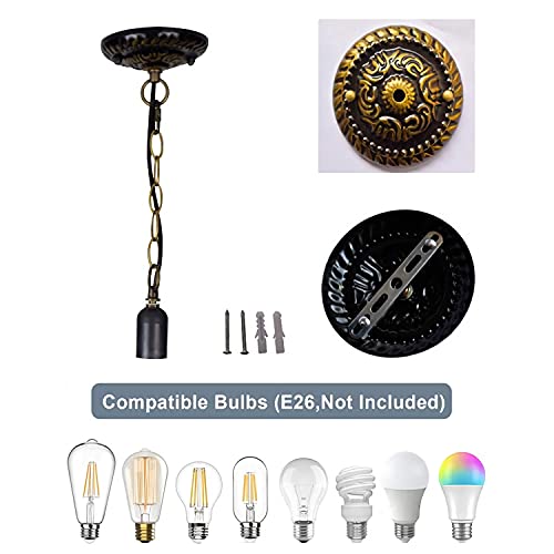 Plafonnier Tiffany LED 12 pouces réglable avec douille E27 rétro - 4