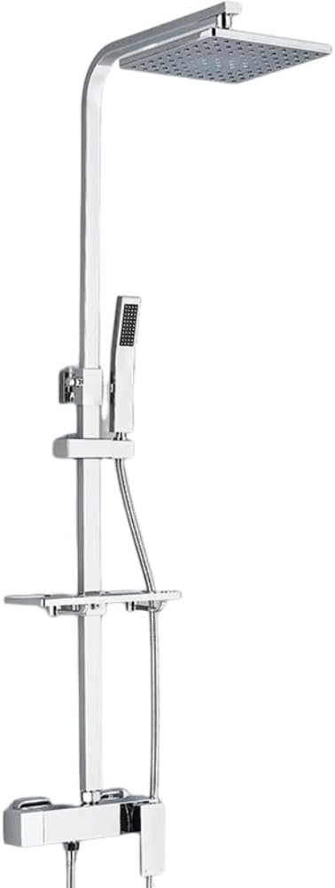 Shower Sets for Bathroom Matte Black Bath Shower Faucet Big Rainfall Head with Hand Held Shower 3-Way Brass Hot Cold Water Mixer Tap for Bathroom Shower Chrome,Chrome B