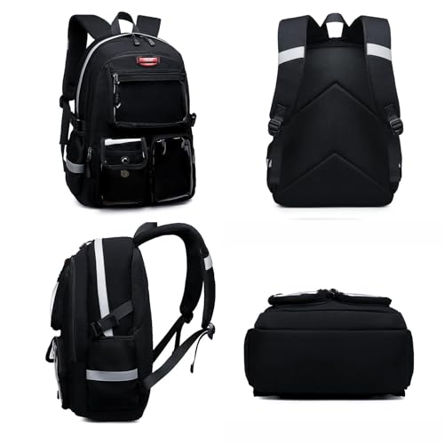 Asge Kids School Backpack for Girls Bookbag for Middle School Boys with Transparent Pocket - Perfect Book bags for Students and Everyday Use3