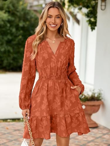 Zilcremo Women Denim Shirt Dresses Long Sleeve Distressed Jean Dress Button - view 5