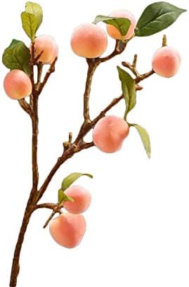 GWOKWAI Artificial Peach Tree Branches Peach Stems Fruit Branches Artificial Plant Stems for Holiday Home Decor and Crafts