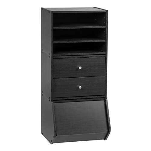 Iris Usa 3-Shelves Modular Wood Stacking Storage Box, For Office Closet And Nightstand, Easy Assembly, Customizable, Stacking Storage Boxes, Black #TOP5