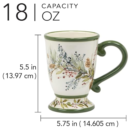 Set de 4 Tazas Grandes de Cerámica 18oz con Diseño de Pino y Bayas miniatura 3