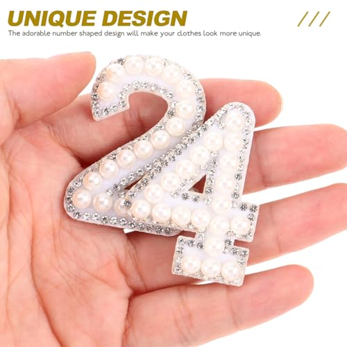 Patch thermocollant numéro strass et perles blanches pour customisation luxe - 6