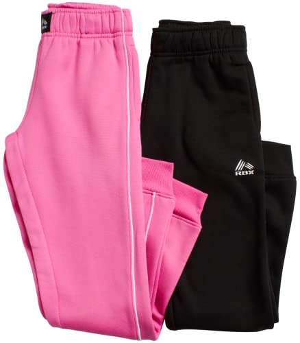 Rbx Girls' Sweatpants - 2 Pack Active Fleece Joggers (Size: 4-16), Size 14-16, Pretty Pink/Black #TOP4