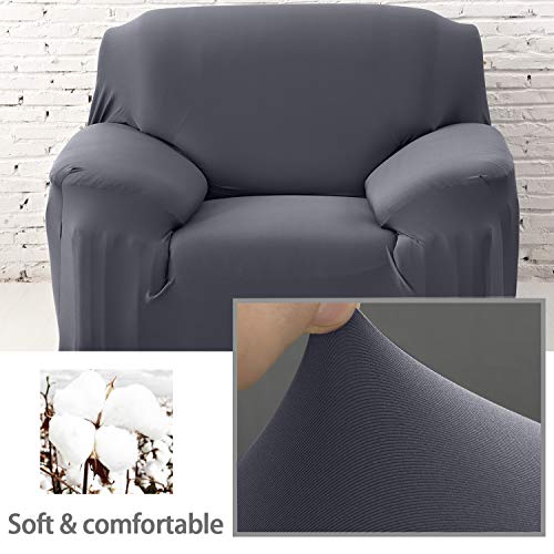 PETCUTE Sofa Cover High Stretch Sofa Protector Elastic L Shape Sofa Slipcover Corner Universal Couch Cover Non Slip Furniture Protector Gray 4 seater - Image 4