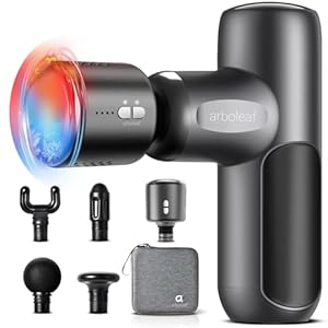 arboleaf Mini Pistola de Masaje con Calor y Frío, Masajeador Muscular Profesional de 3200 rpm y 5 Velocidades, Massage Gun Silencioso para Relajación Muscular