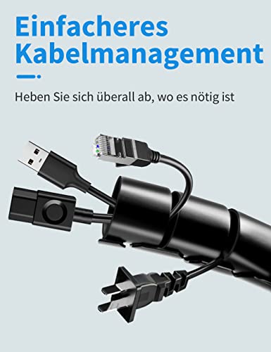 shinfly 2 x 1.5m Kabelschlauch Selbstschließend Schwarz, Durchmesser 16mm+22mm Flexibel Kabelkanal mit 20pcs Kabelbinder, 5 Kabelclips, 1 Drahtführungsclip, Kabelschutz Kabelmanagement für TV Computer