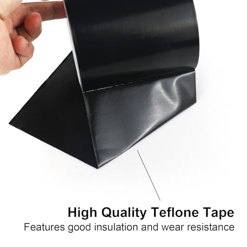 Image of BOMEI PACK Black PTFE Teflonn Glass Cloth Tape, 4'' x 33ft High Temperature Tape Fiberglass Adhesive, Heat Resistant for Fabric,High-Speed Sealing Machine,Vacuum Sealer Machine,1 Pack