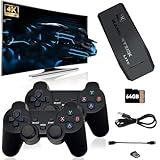 Whatsko 【20000+懐かしさゲームin1】M8レトロゲームスティック プレステ型ゲームBOX 4K HDMI出力 2.4Gワイヤレスダブルロッカーハンドル付き プラグアンドプレイ エミュレーター互換機 レトロテレビゲームコンソール(64G)
