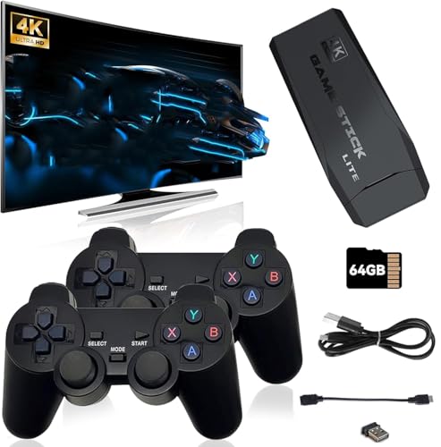 Whatsko 【20000+懐かしさゲームin1】M8レトロゲームスティック プレステ型ゲームBOX 4K HDMI出力 2.4Gワイヤレスダブルロッカーハンドル付き プラグアンドプレイ エミュレーター互換機 レトロテレビゲームコンソール(64G)