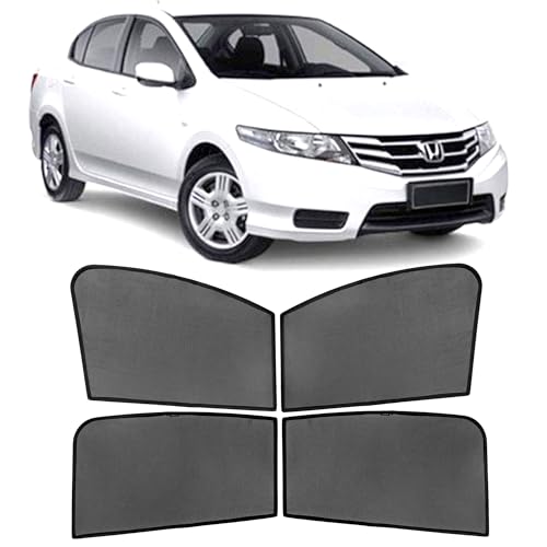 Image of AutoStory Custom Fit Non-Magnetic Cotton Mesh Car Sunshade for Honda City 2009-2013 | UV & Heat Protection Car Window Curtains | Privacy Car Sun Shade | Breathable Vehicle Specific Side Window Shades