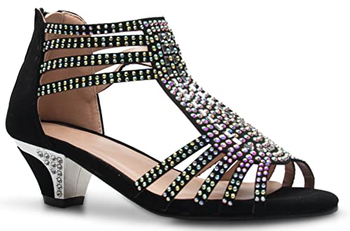 Image of Olivia K Girl's Cute Adorable Strappy Glitter Open Toe Heel Sandals - Adjustable buckle