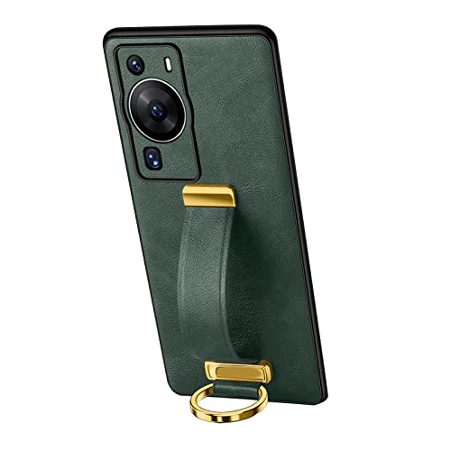 KVIBEO Cuir Coque pour Huawei P60/P60 Pro/P60 Art, Coque Antichoc Protection Extensible Dragonne Antichoc Housse,Vert,P60 Pro