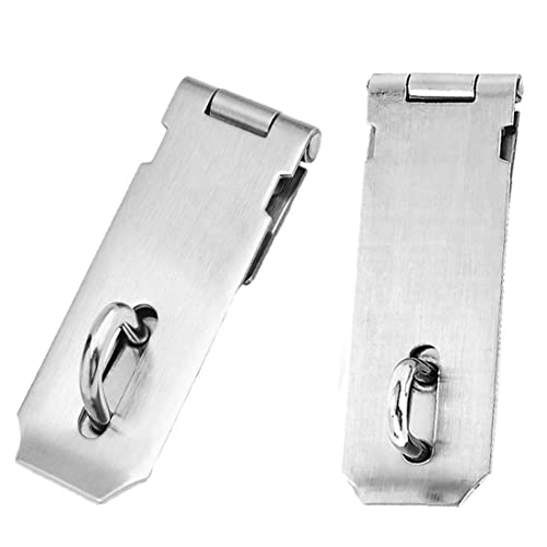 Image of 2 Pack Door Locks Hasp Latch,Stainless Steel Safety Clasp Hasp Lock Latch,Extra Thick Gate Lock Hasp with Screws Brushed Finish for Small Doors, Cabinets and More (Silver, 4IN)