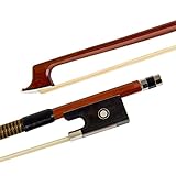 Violin Bow, Full Size Brazilwood Octagonal Stick Ebony Frog Horse Hair (3/4, Black)