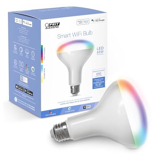 Feit Electric BR30 Smart Flood Light Bulb,2.4GHz WiFi Color Changing and Dimmable, No Hub, Works with Alexa or Google Assistant, BR30/RGBW/CA/AG, 65W, Multi-Color (RGBW), 1 Count (Pack of 1)