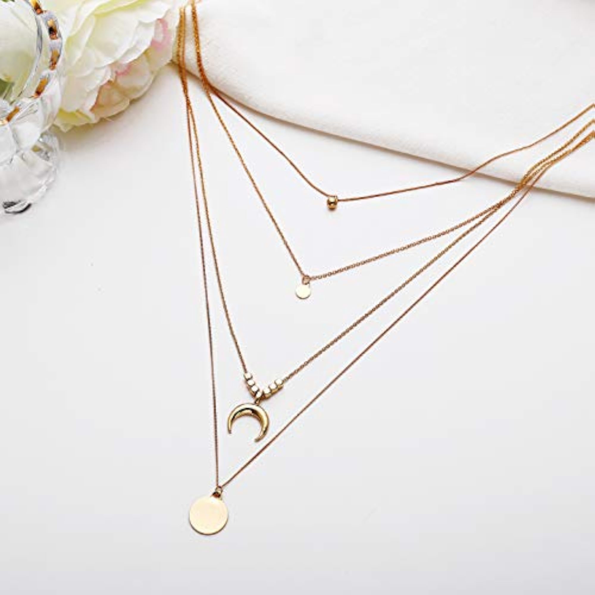 Women's Multilayer Cubic Zirconia Golden Neckpiece Necklace