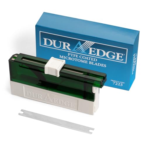 DURAEDGE 7223 Low Profile PTFE Microtome Blades (Box of 50) Precision Blade for Tissue Sectioning, PTFE Coated Disposable Blade for Histology Labs, Professional Medical Laboratory Supplies