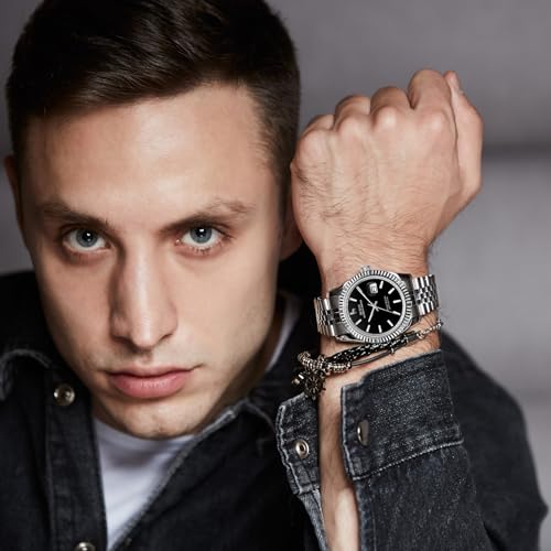 Image of BUREI Men's Classic Luxury Watch Stainless Steel Waterproof Machine Watch Fashion Double Watches Date Sapphire Crystal