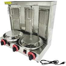 Shawarma Grill Machine with 3 Burners LP Gas Kebab Gyro Grill Machine Vertical Rotating Broiler for Home Restaurant Kitchen Party