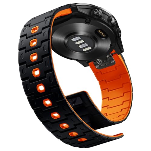 Bandletic Kompatibel mit Garmin Fenix 8 51mm/7X/7X Pro/6X/6X Pro/5X Plus/5X/Fenix 3/3 HR Armband 26mm Quick Fit Magnet Silikon Armband für Garmin Epix Pro 51mm/Instinct 2X Solar/Enduro 3/2/1/Descent