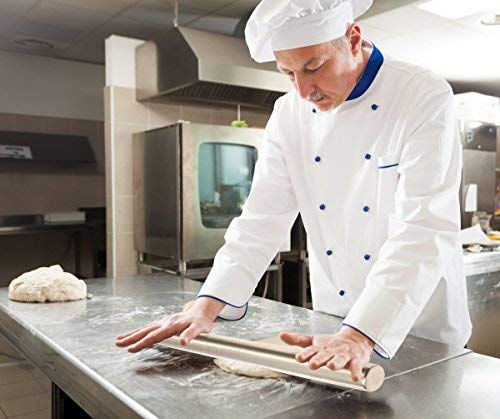 Ultra Cuisine French Rolling Pin For Baking – Use With Pizza, Cookie, & Pastry Dough, Fondant And Pie Crust – Tapered Design Bread Roller Pin, Stainless Steel 15.75-Inch Large Roller Pin #TOP5