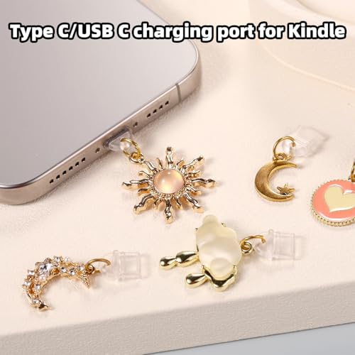 10stk Staubschutz Anhänger für Kindle, Stern Mond Muster Handy Anhänger Niedliche Stecker Schutzanhänger für E-Reader Bücher Frauen Lehrer & Schüler