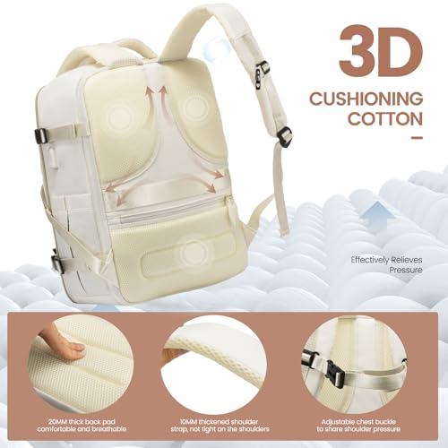 LOVEVOOK Travel Backpack Carry on Flight Approved, Personal Item Travel Backpack for Women, Waterproof 40L Large Laptop Backpack fit 17 inch Laptop with 3 Packing Cubes3