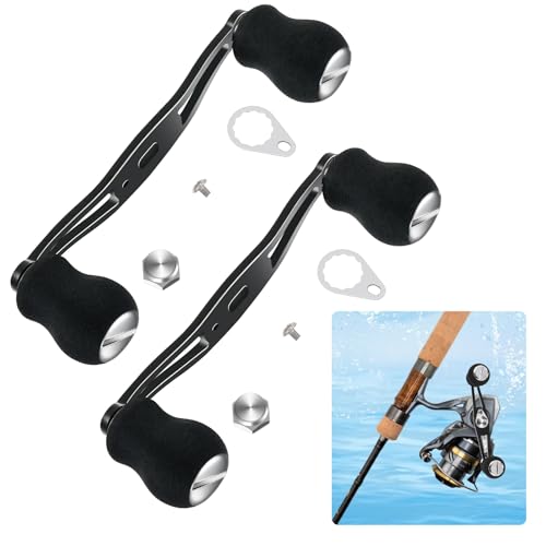 MorningRo 2 Pcs Fishing Reel Handle with EVA Handle Grip, Replacement Fishing Baitcast Reel Handles Rocker Compatible with Abu Garcia Daiwa Baitcasting Reels, Left or Right Side Installation